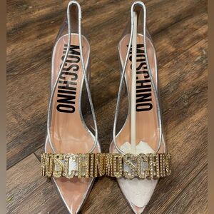 Moschino Couture! Embellished Logo Stiletto Pumps New With Box Size 39 (9)